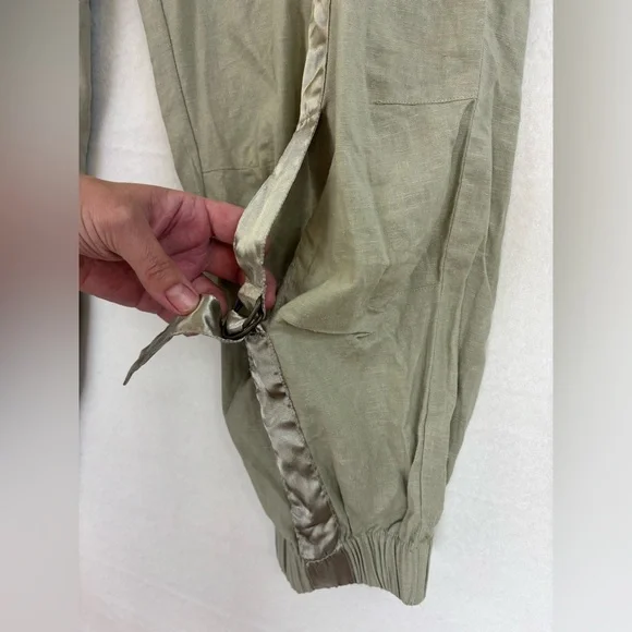 VINTAGE Deadstock Y2K Linen Pant Utility Jogger NEW Green Streetwear 90s Pull XL - Picture 4 of 14